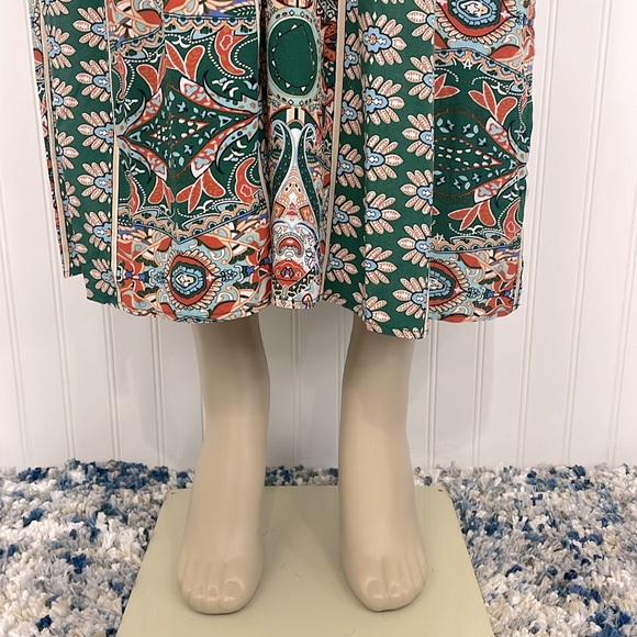 Boho Maxi Dress Faux Wrap Side Slits V Neck Short Flutter Sleeves Like New Small - Picture 4 of 17